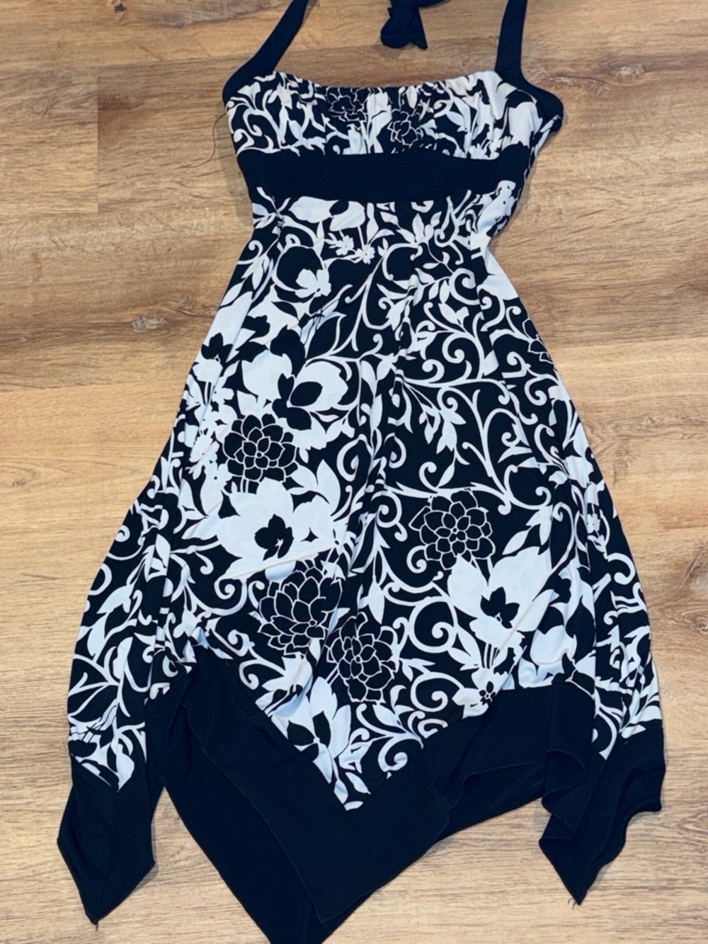 Trixxi Black & White Floral Hanky Hem Sundress